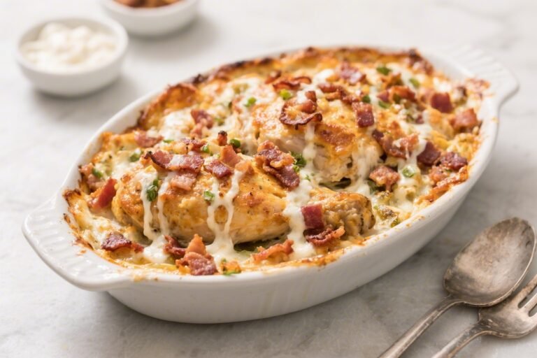 Loaded Bacon Ranch Chicken Bake – Creamy, Cheesy, Crowd-Pleasing Comfort Food