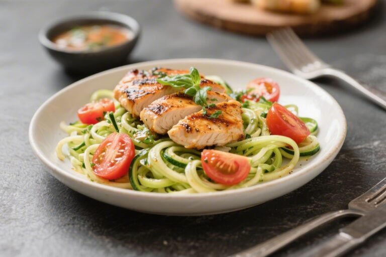 Zoodle Caprese With Grilled Chicken – Fresh, Light, and Satisfying