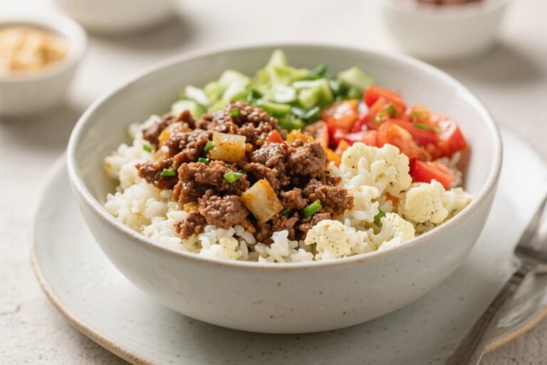 Ground Beef Cauliflower Rice Bowl – A Fast, Flavorful Weeknight Meal