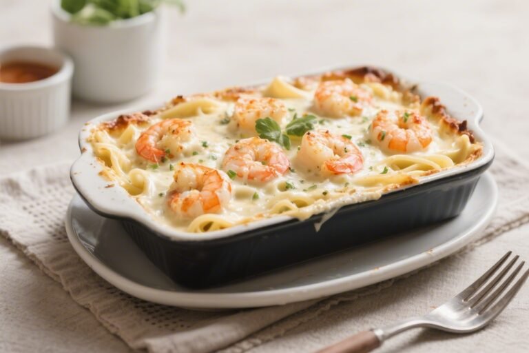 Ultra Creamy Shrimp Alfredo Bake – Cozy, Comforting, and Weeknight-Friendly