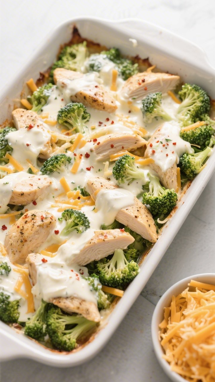 Cooking process: Overhead shot of the assembled bake before the final cheese topping goes on—par-c