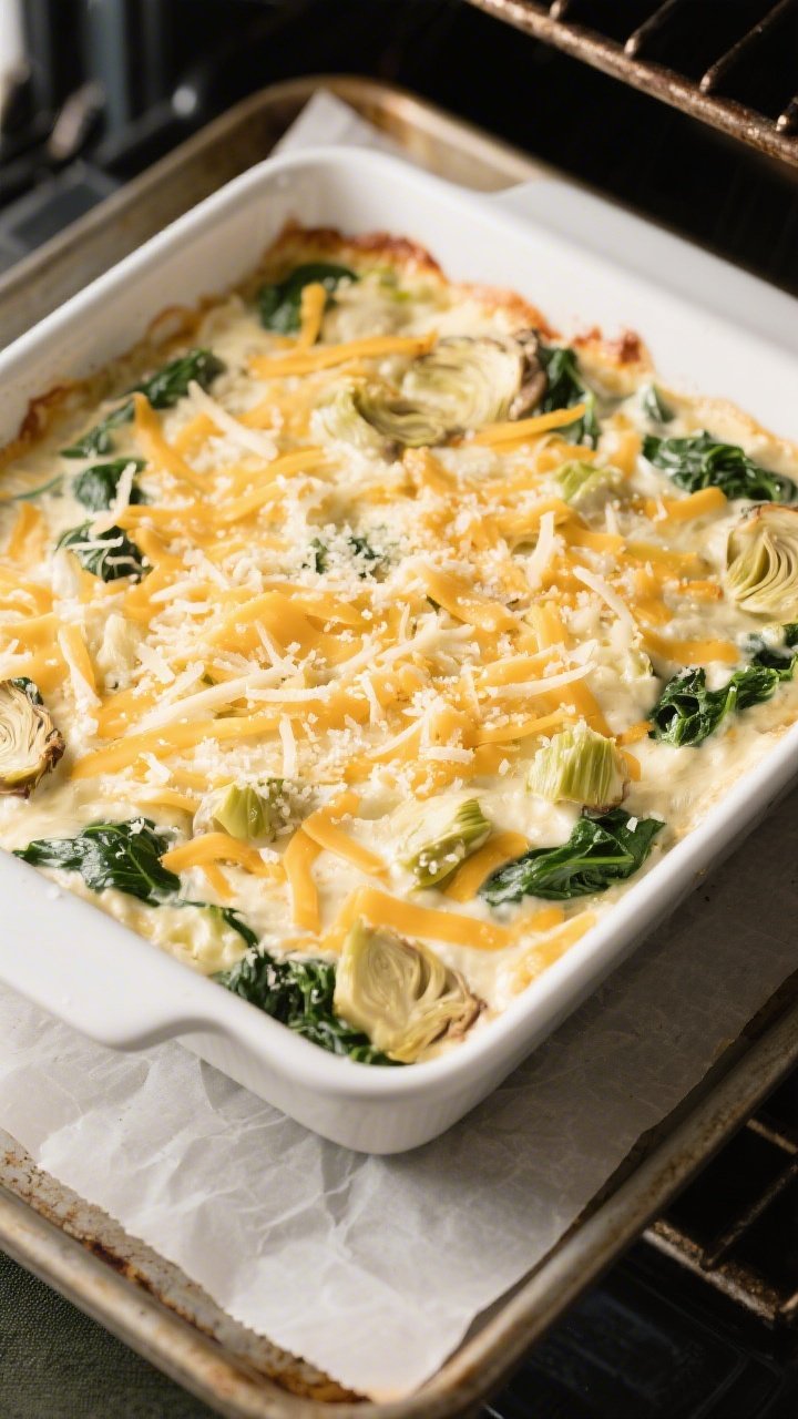 Cooking process: Overhead shot of the assembled mixture just before baking, evenly spread in a greas