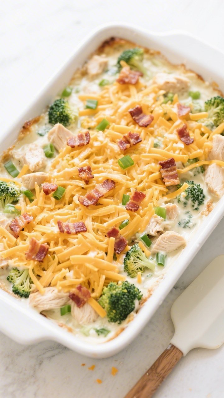 Cooking process: The assembled casserole in a 9x13 white baking dish right before going into the ove