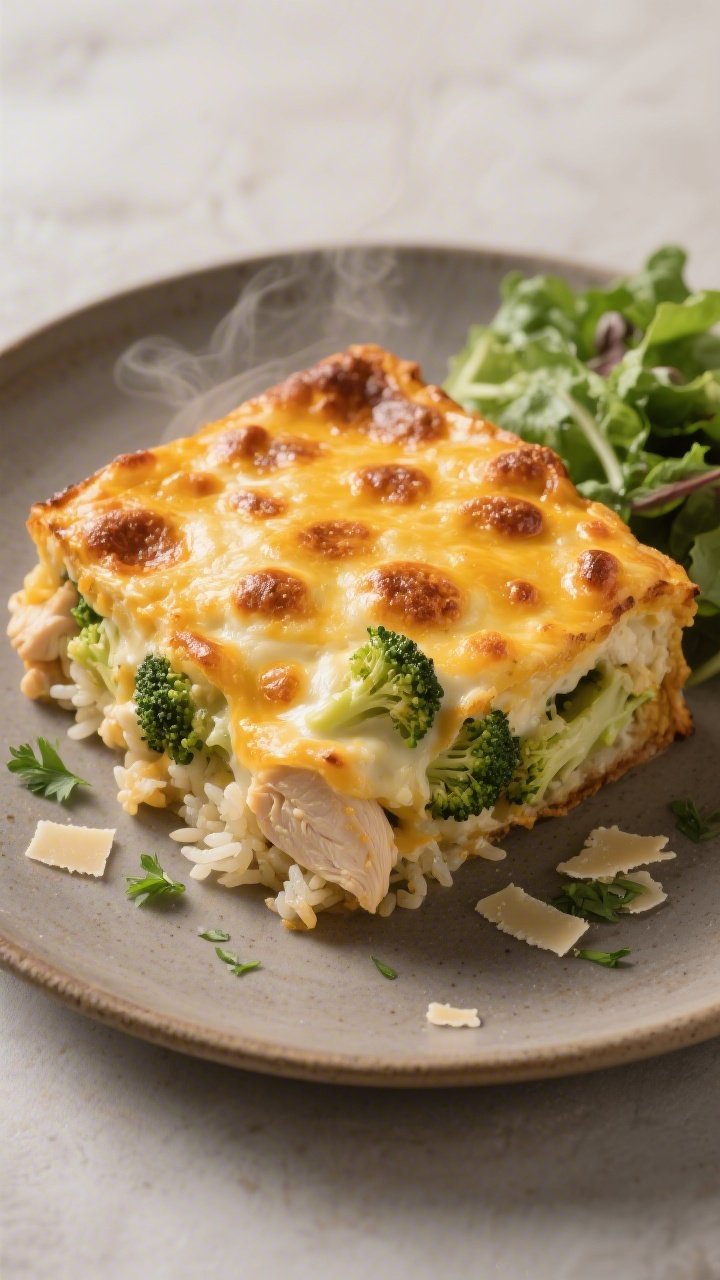 Final plated dish – golden, bubbly comfort serve: Restaurant-quality presentation of a generous sq