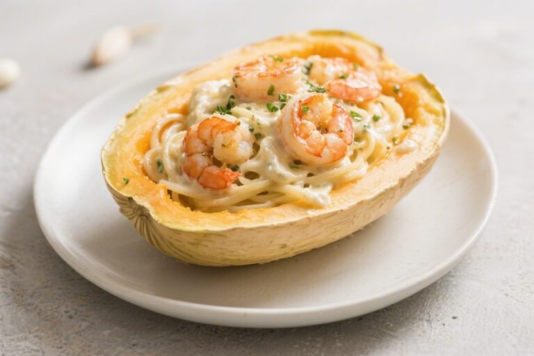 Keto Garlic Shrimp Alfredo Spaghetti Squash – Creamy, Comforting, and Low-Carb