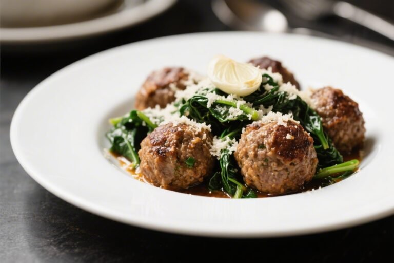 Garlic Parmesan Meatballs & Spinach – Comforting, Savory, and Weeknight-Friendly