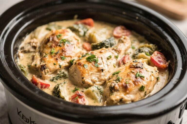 Keto Crockpot Creamy Tuscan Chicken – Rich, Comforting, and Low-Carb