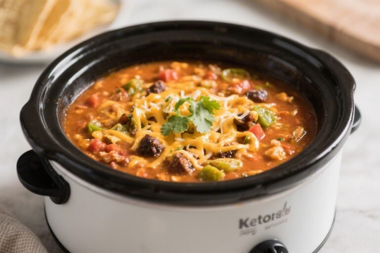 Keto Crockpot Cheesy Taco Soup – A Cozy, Low-Carb Favorite