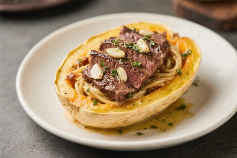 Keto Garlic Butter Steak Spaghetti Squash – Comforting, Low-Carb, and Satisfying