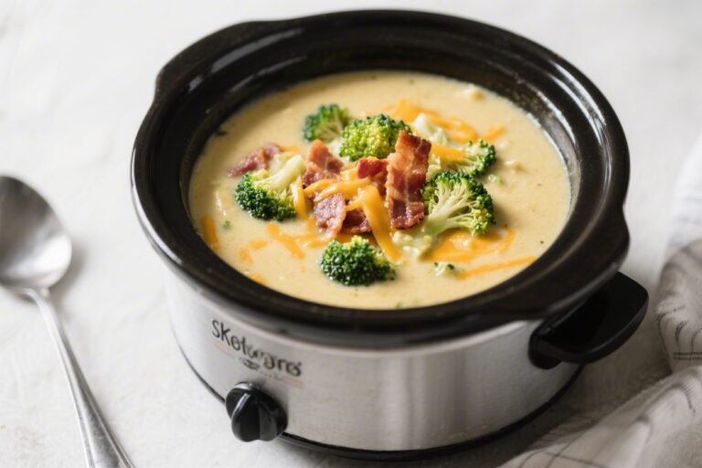 Slow Cooker Keto Cheesy Broccoli & Bacon Soup – Comforting, Creamy, and Low-Carb