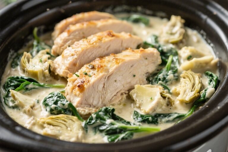 Keto Crockpot Creamy Spinach Artichoke Chicken – Comforting, Low-Carb, and Hands-Off