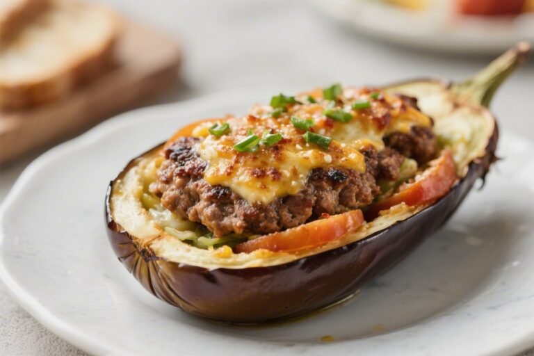Keto Hamburger Stuffed Eggplant Boats – A Hearty, Low-Carb Favorite