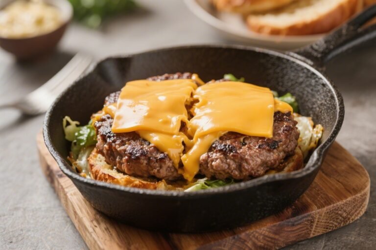 Keto Double Cheese Smash Burger Skillet – Fast, Juicy, and Low-Carb