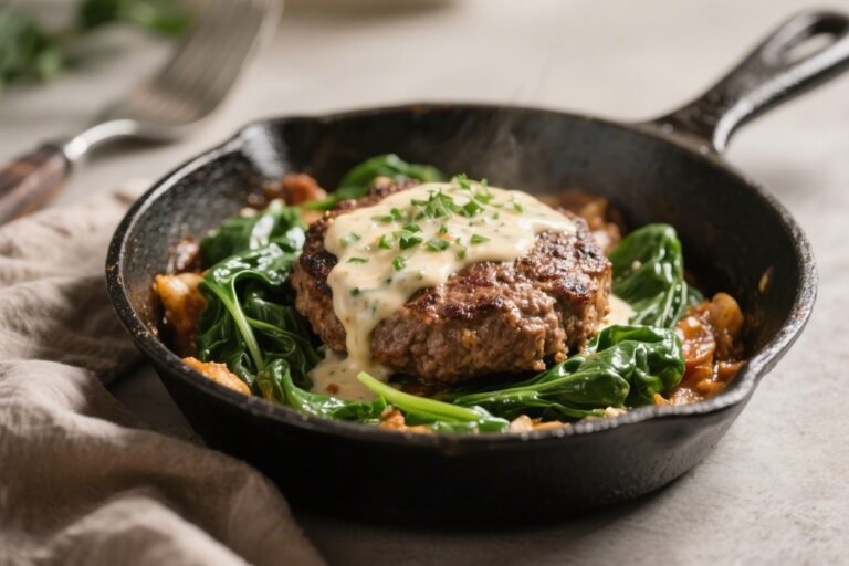 Keto Creamy Spinach Hamburger Skillet – A Cozy One-Pan Dinner