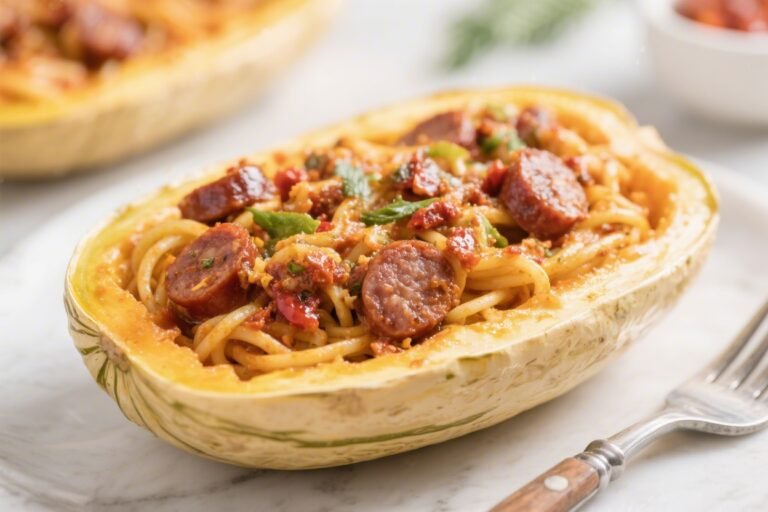 Keto Cajun Sausage Spaghetti Squash – A Bold, Comforting Low-Carb Dinner
