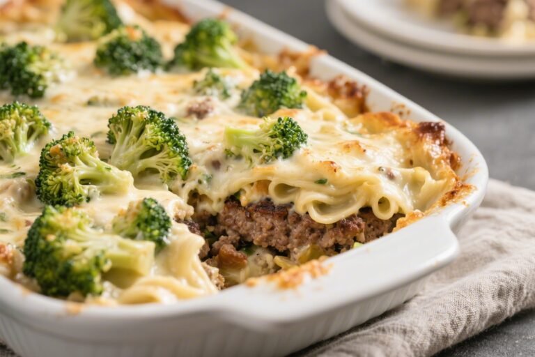Keto Hamburger Broccoli Alfredo Bake – Creamy, Comforting, and Low-Carb