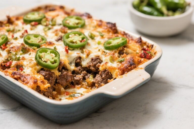 Keto Spicy Jalapeño Popper Hamburger Bake – Creamy, Cheesy, and Low-Carb Comfort