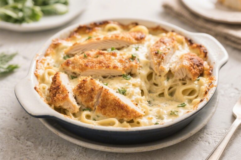 Crispy Keto Chicken Alfredo Bake – Creamy, Comforting, and Low-Carb