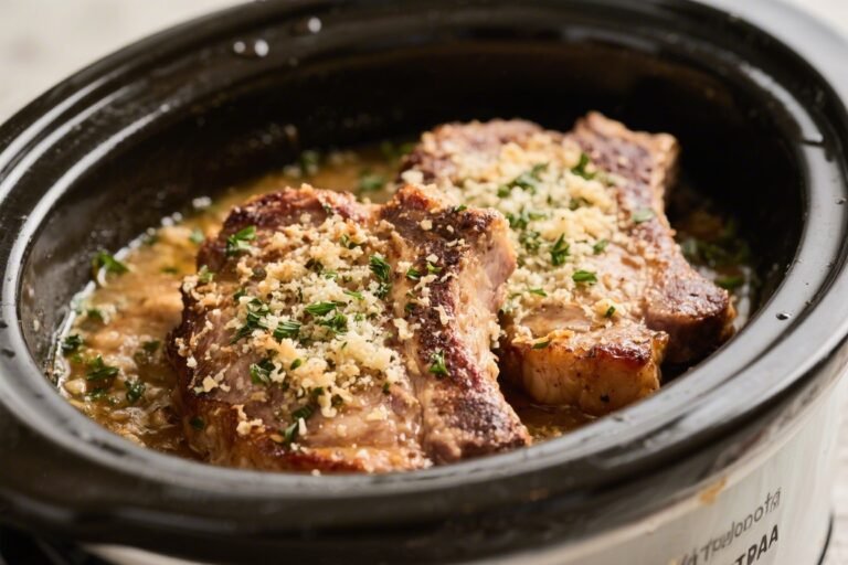 Keto Crockpot Garlic Parmesan Pork Chops – Comforting, Creamy, and Low-Carb