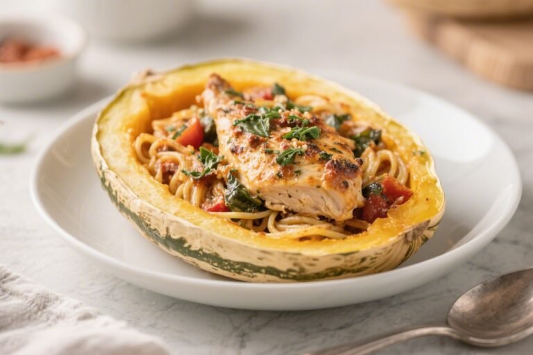 Keto Tuscan Chicken Spaghetti Squash – Creamy, Comforting, and Low-Carb