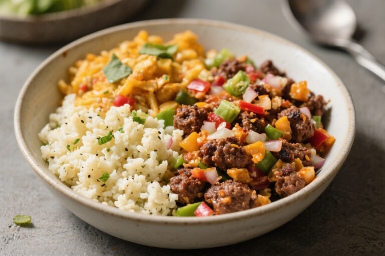 Keto Mexican Hamburger Cauliflower Rice Bowl – A Flavor-Packed Low-Carb Dinner