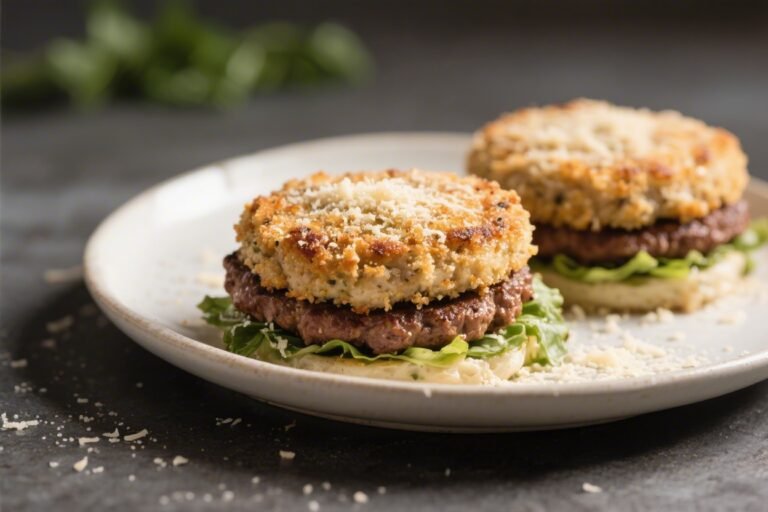 Keto Parmesan Crusted Hamburger Patties – Crispy, Juicy, and Low-Carb
