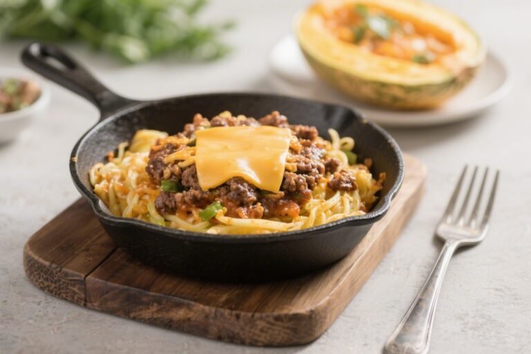 Keto Cheeseburger Spaghetti Squash Skillet – A Comforting, Low-Carb One-Pan Dinner