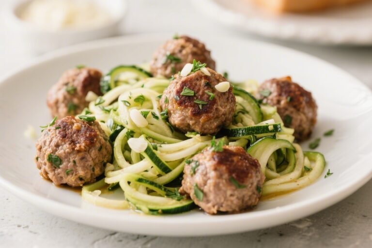 Garlic Herb Turkey Meatballs & Zoodles – Light, Flavorful, and Weeknight-Friendly