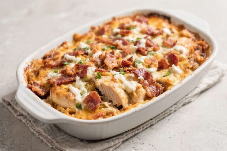 Loaded Bacon Ranch Keto Chicken Casserole – Creamy, Cheesy, and Crowd-Pleasing