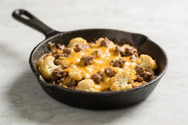 Cheesy Cauliflower & Ground Beef Skillet – A Cozy One-Pan Dinner