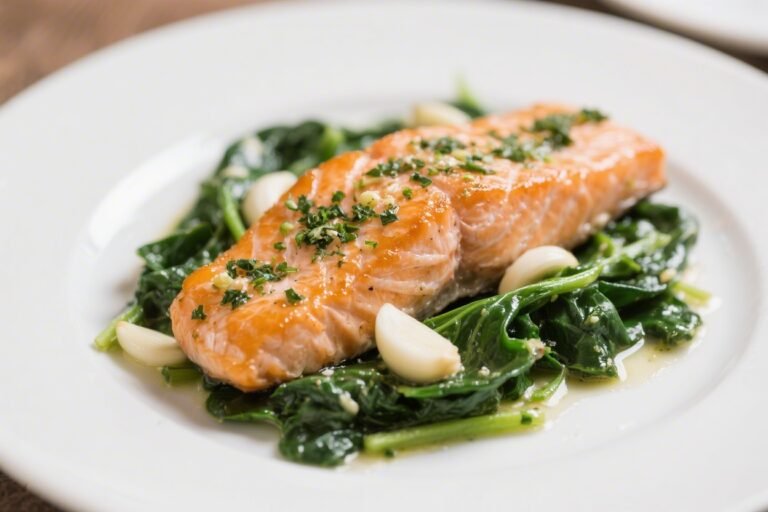 Garlic Herb Salmon & Spinach – A Fresh, Flavorful Weeknight Dinner