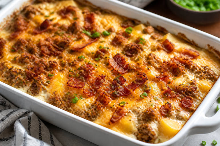 Ground Turkey Bacon Ranch Bake – A Cozy, Crowd-Pleasing Casserole