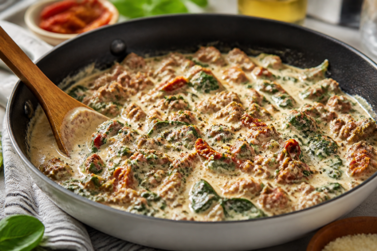 Creamy Tuscan Ground Turkey Skillet – A Cozy, One-Pan Dinner