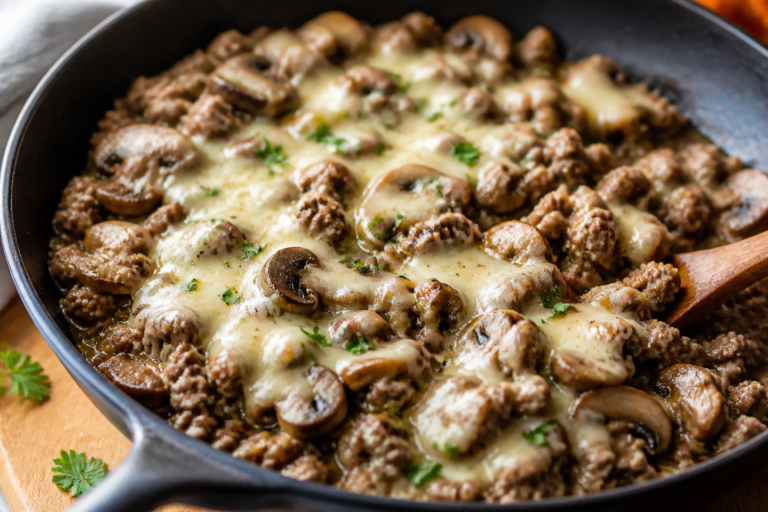 Ground Turkey Mushroom Swiss Skillet – A Cozy, One-Pan Weeknight Dinner