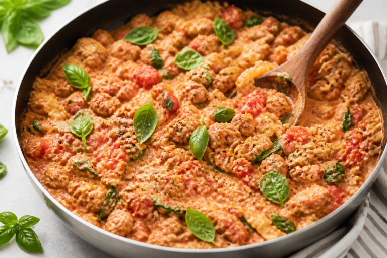 Creamy Tomato Basil Turkey Skillet – A Cozy One-Pan Dinner