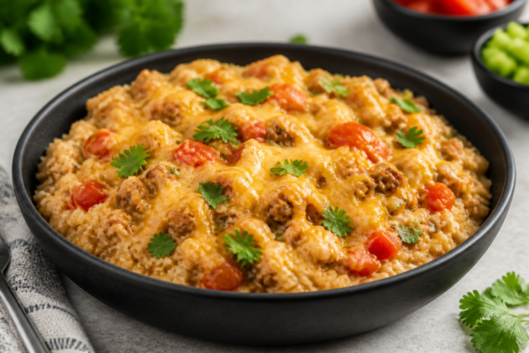 Ground Turkey Queso Cauliflower Rice – Comforting, Creamy, and Weeknight Easy