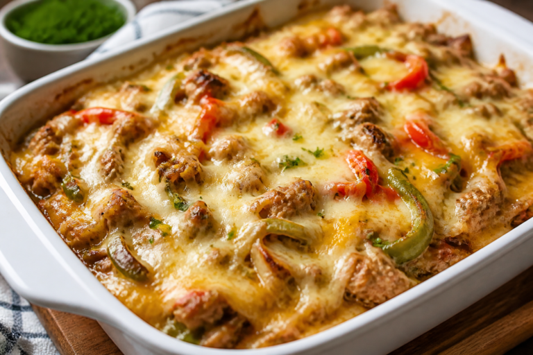 Keto Turkey Cheesesteak Casserole – Comforting, Low-Carb, and Weeknight Easy