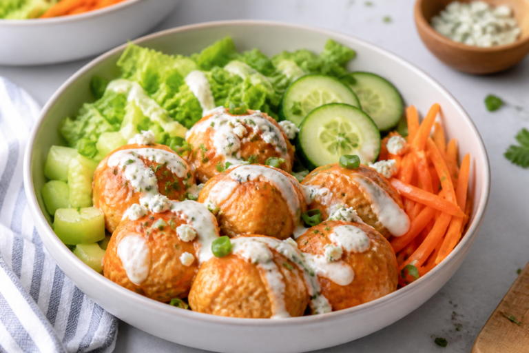 Keto Turkey Buffalo Meatball Bowls – Spicy, Satisfying, and Low-Carb