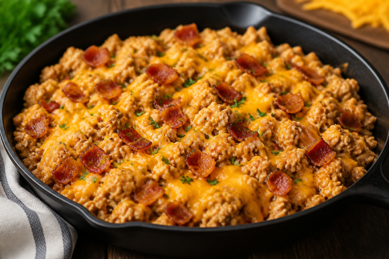 Ground Turkey Cheddar Bacon Skillet – A Cozy, Weeknight One-Pan Dinner