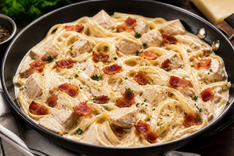 Keto Turkey Bacon Alfredo Skillet – Creamy, Cozy, and Low-Carb