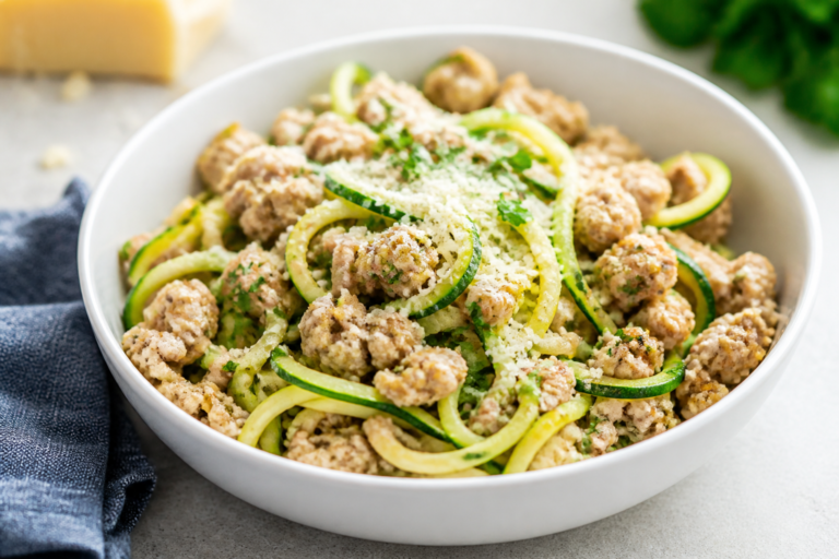 Ground Turkey Garlic Parmesan Zoodles – A Light, Flavor-Packed Weeknight Dinner