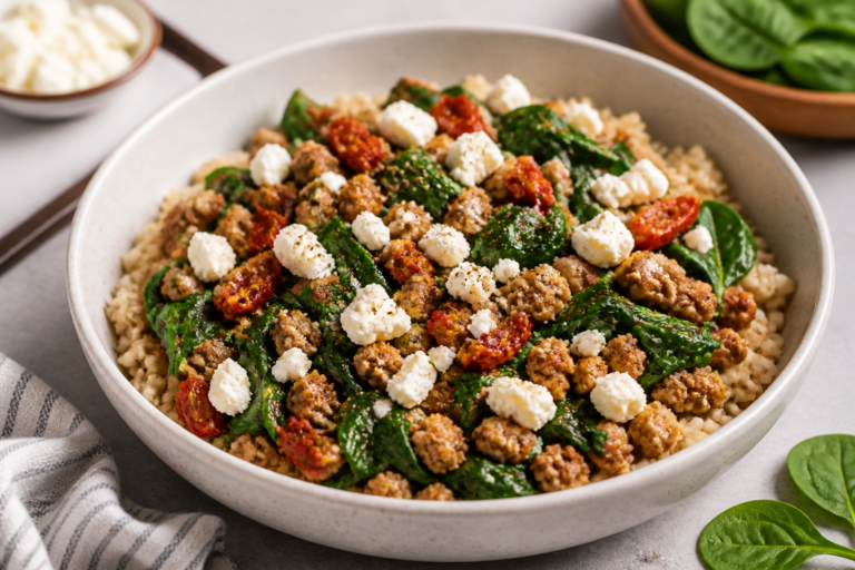 Ground Turkey Spinach Feta Bowls – A Fresh, Flavor-Packed Meal Prep Favorite
