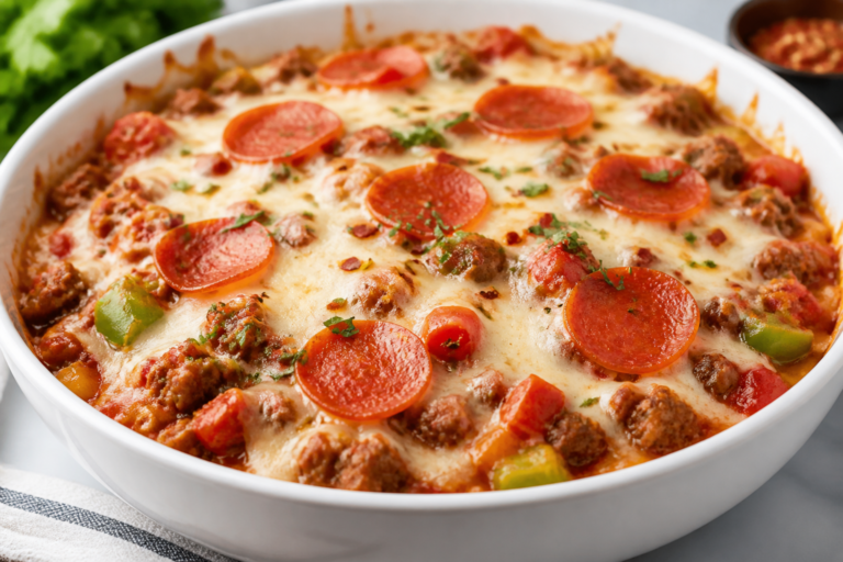 Ground Turkey Pizza Bowl Bake – A Cozy, Lighter Take on Pizza Night