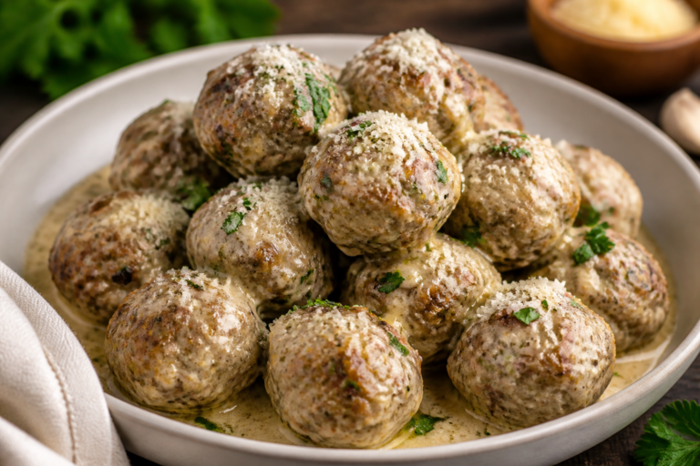 Keto Garlic Parmesan Meatballs – Juicy, Cheesy, and Low-Carb