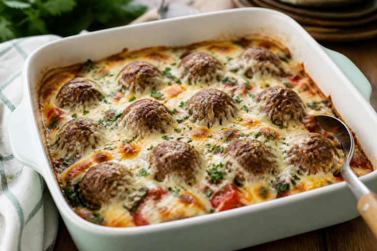 Keto Meatball Casserole Bake – Comforting, Low-Carb, and Family-Friendly