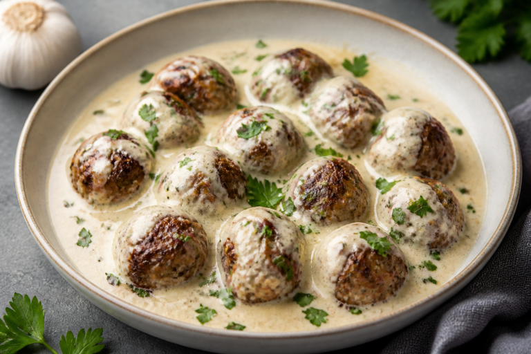 Keto Meatballs With Roasted Garlic Sauce – Comforting, Low-Carb, and Flavor-Packed