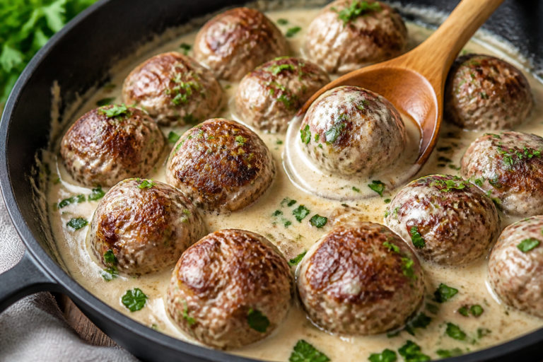 Keto Meatballs With Creamy Garlic Sauce – Comforting, Low-Carb, and Satisfying