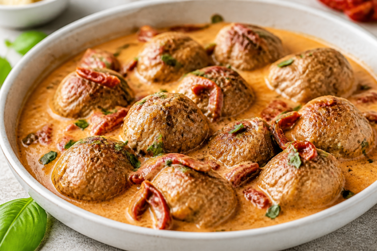 Keto Creamy Sun-Dried Tomato Meatballs – Comforting, Low-Carb, and Full of Flavor