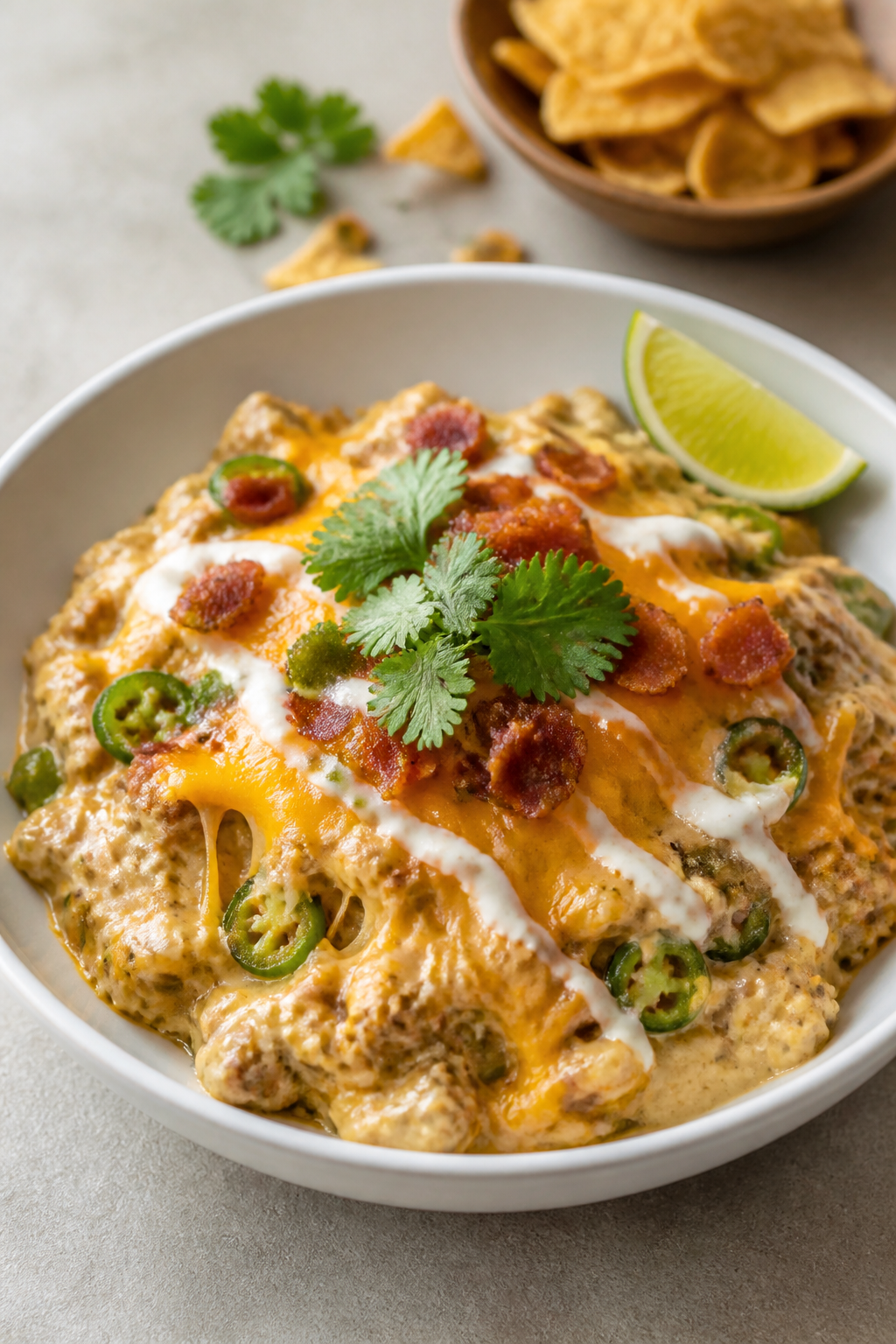 Final plated dish beauty: A single-serve portion of the Ground Turkey Jalapeño Popper Skillet spoon