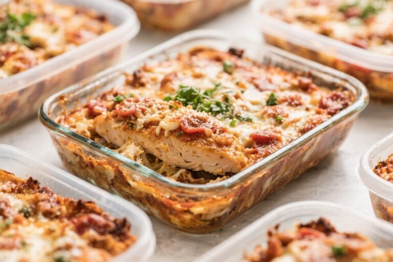 Keto Chicken Parmesan Casserole Meal Prep – Easy, Cheesy, and Low-Carb